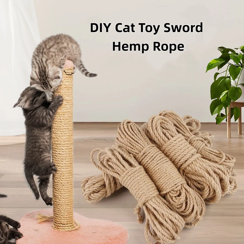 Arranhador para Gatos de Corda de Sisal Natural, Brinquedo DIY para Arranhar, Protetor de Móveis e para Fortalecer as Garras