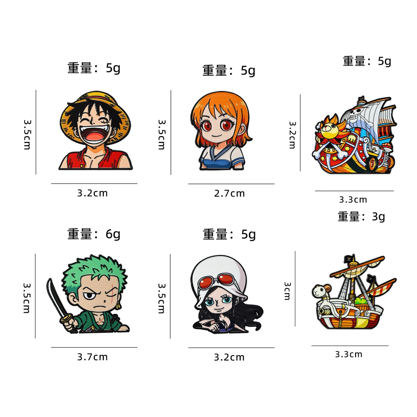 6pcs Cartoon Pirate Enamel Pins Set Anime Character Metal Brooches Pirate Ship Lapel Badges for Backpack Decor Gift For Fans view 6