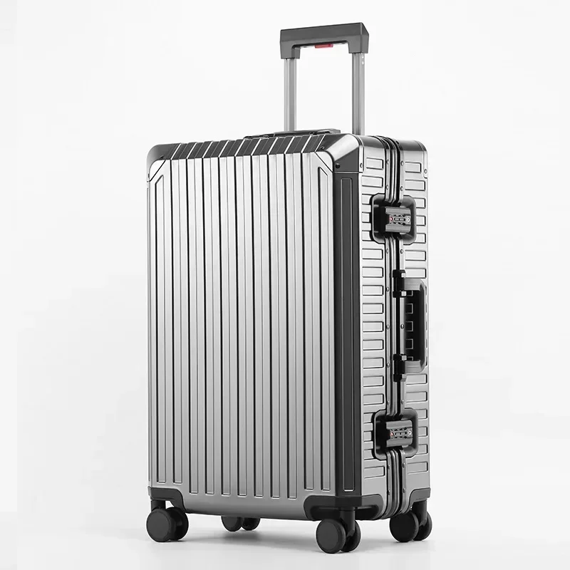 Aluminum Trolley Suitcase Waterproof Metallic Cabin Luggage Trolly Bag with Wheels Metal Suitcases luggage case 20