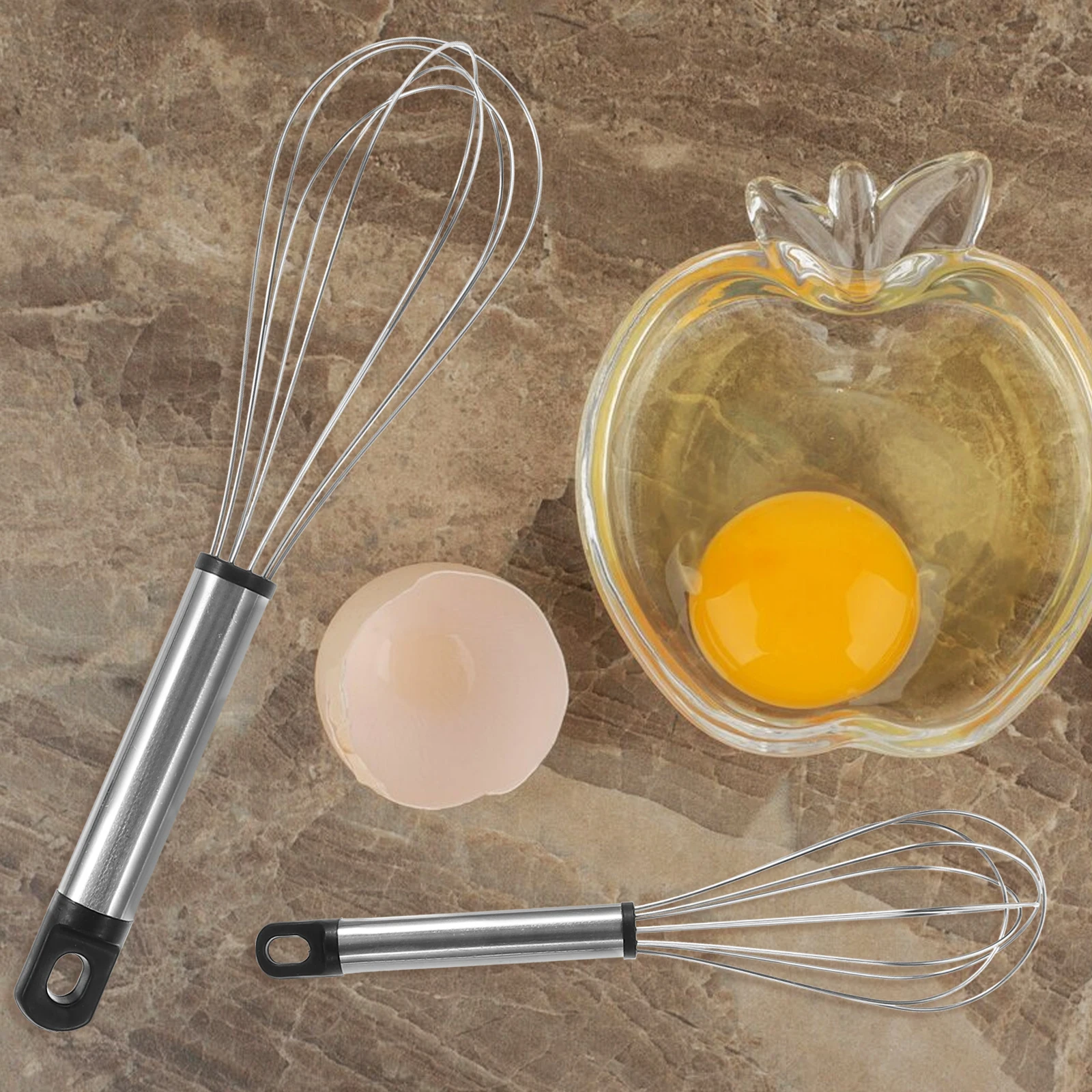 Batidor de huevos Manual de acero inoxidable, herramienta de cocina, licuadora para mezclar salsa, tortitas, mezclador de mano, fácil de usar, 3 uds.