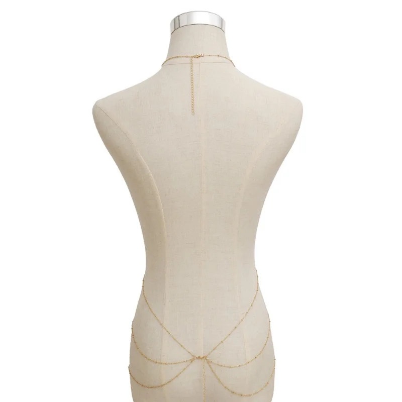 مثير متعدد الطبقات شرابة حبة البطن الخصر سلاسل شاطئ بيكيني الرقيق النساء الأسود كريستال قلادة العصرية الجسم قلادة Charm مجوهرات #5