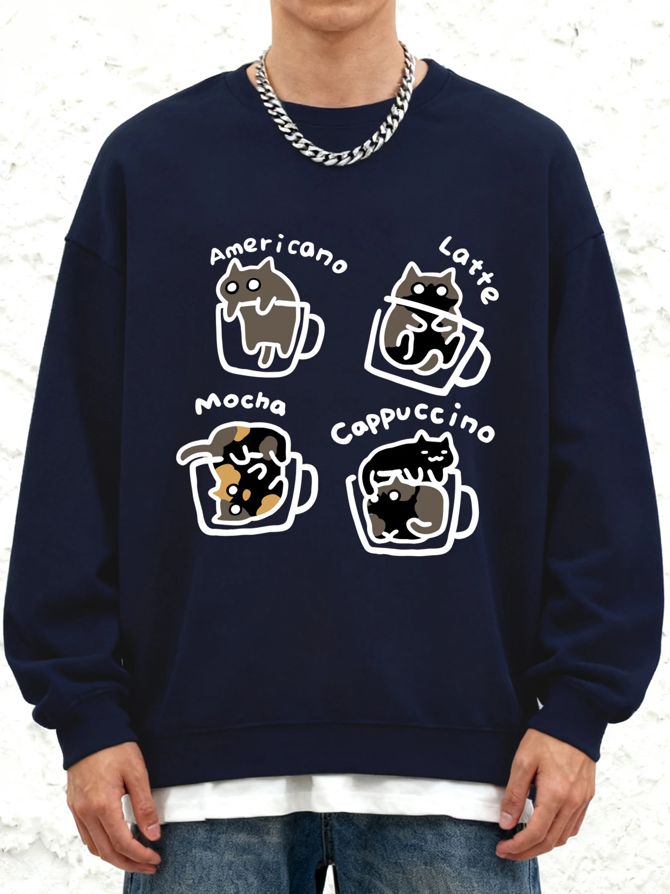 القط القهوة الفن إلكتروني طباعة رجل البلوز الركض عارضة الأزياء البلوز الهيب هوب الملابس كبيرة الحجم Crewneck الخريف الرياضية #3