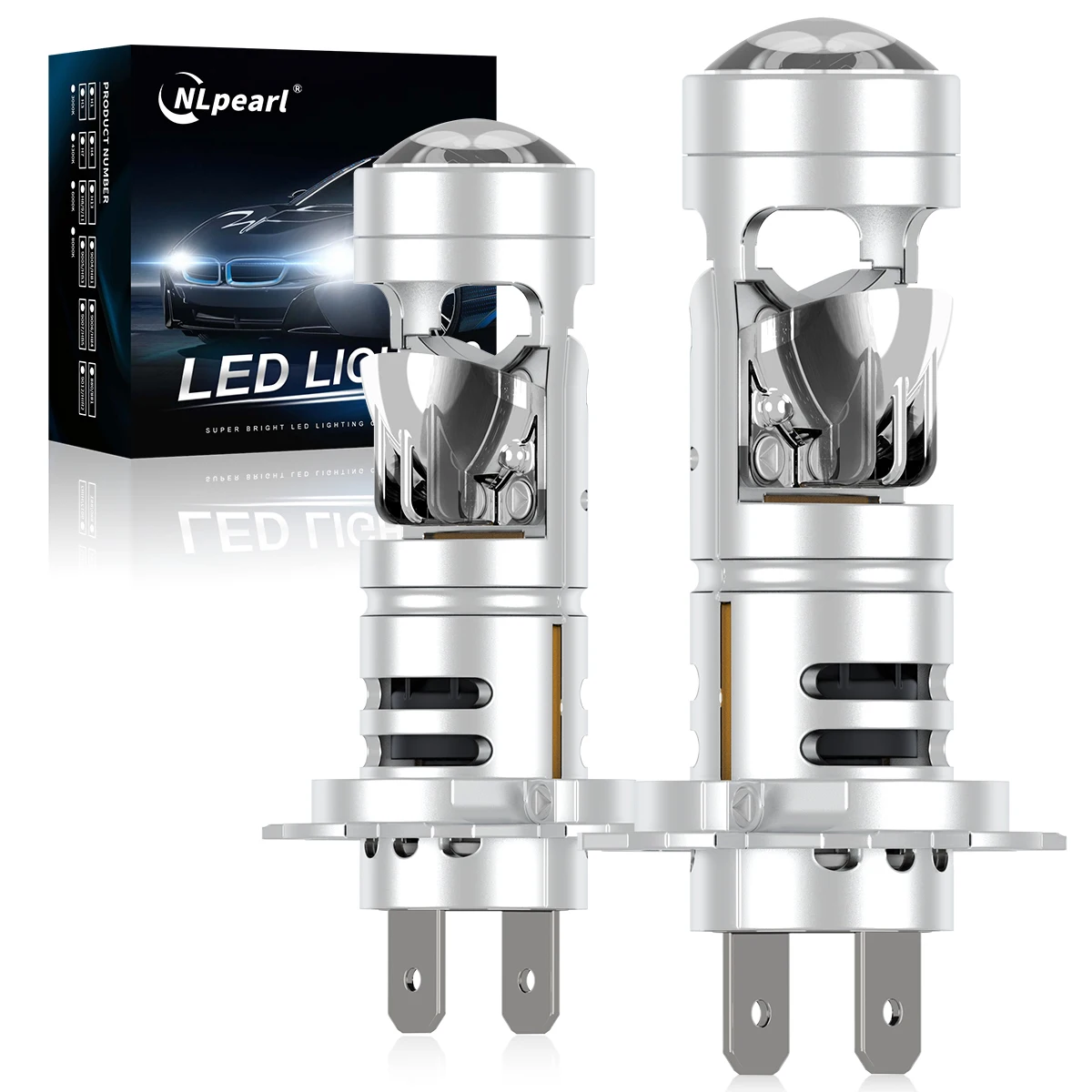 

2 Pcs H7 Led Headlight Bulbs Canbus 6500k White Light H7 LED 1:1 Mini Projector Lens Super Bright 30000LM Wireless CSP Car Lamps