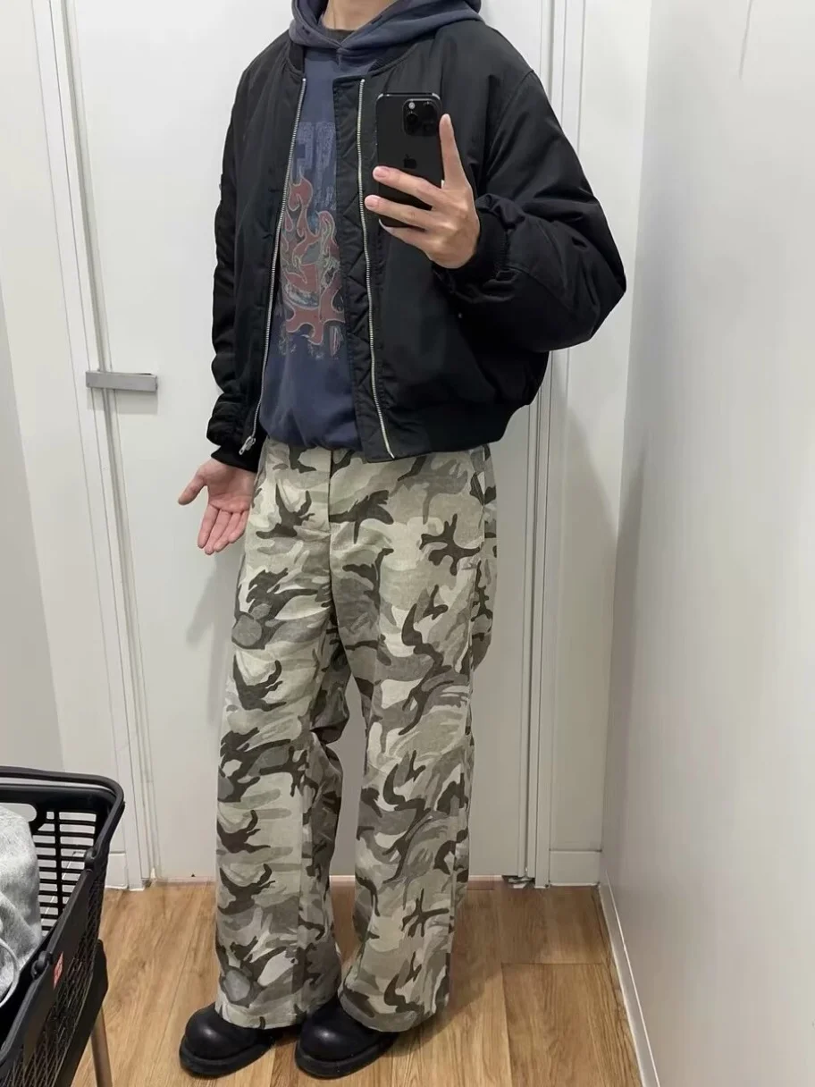 

Весенне-летние уличные камуфляжные драпированные повседневные брюки в стиле хип-хоп, свободные широкие брюки для мужчин и женщин, ретро, американский Sle
