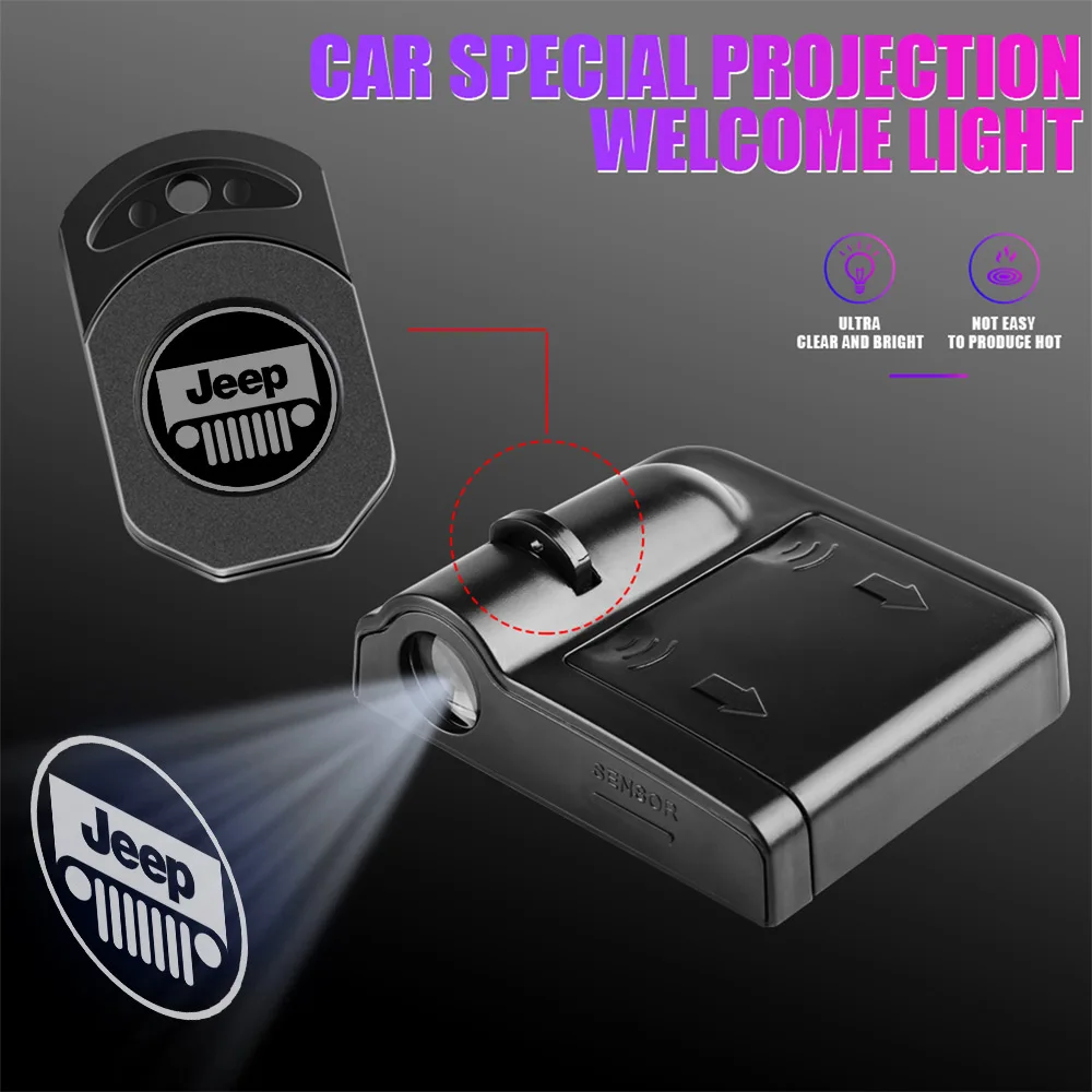 

1PC/2PCS Car Door Welcome Light LED Wireless HD Night Projector Lamp For JEEP Grand Cherokee Renegade Wrangler Car Accessories