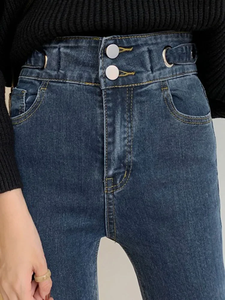 

Women Casual Vintage High Waist Denim Pants Korean Design Skinny Stretch Pencil Jeans Y2k Streetwear Solid Slim Kot Pantolon