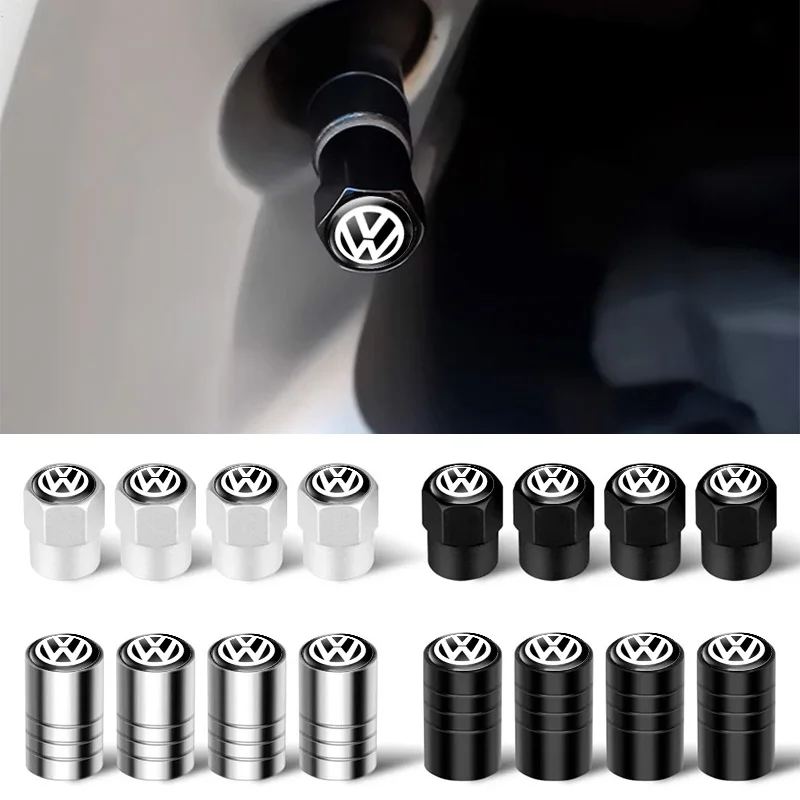 Bouchons de Valve de pneu de roue de voiture, 4 pièces, pour VW Caddy Beetle Touareg Tiguan Touran Golf 5 GTI Scirocco Passat, tige d'air, accessoire de bouchon de pneu