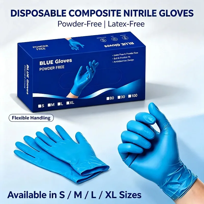 50-piece Pack of Disposable Nitrile-blend Gloves, Suitable for A Variety of Tasks Including Washing Up, Cleaning and Tattooing