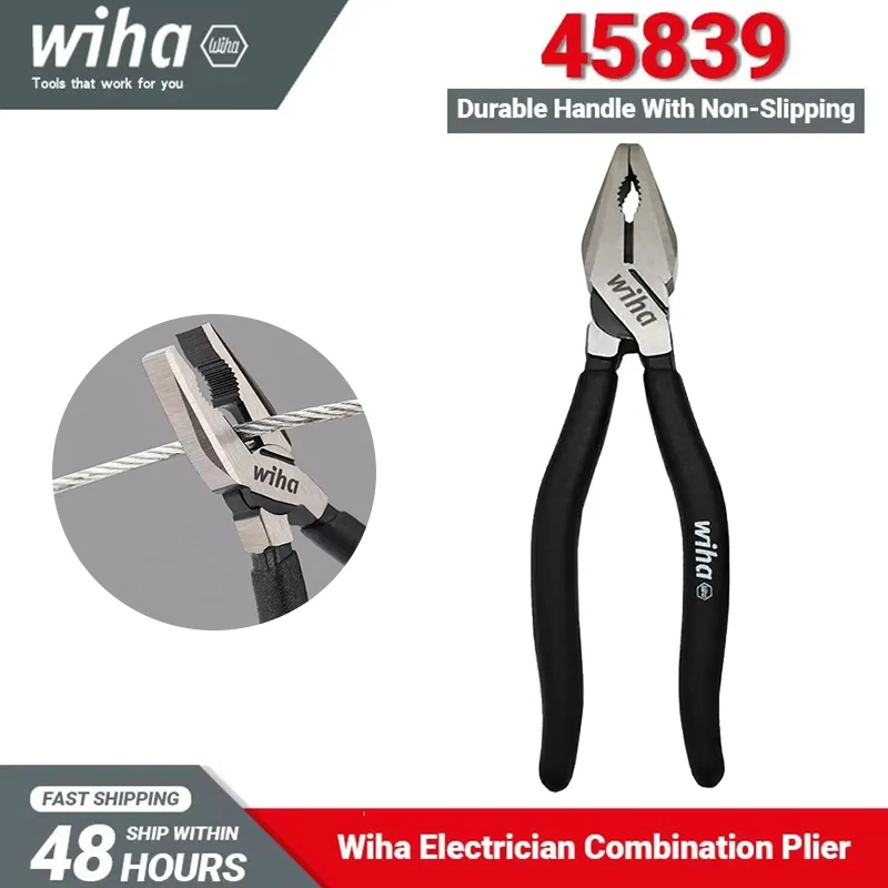 

Wiha Combination Wire Cutting Pliers Black Forest Series High Leverage Electrician Wire Cutters Tools for Twisting Nuts 45839