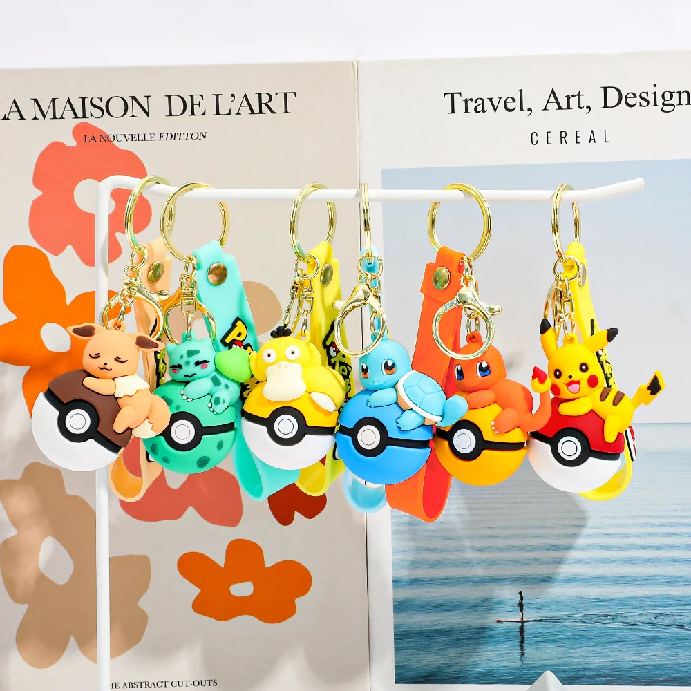 6pcs Kawaii Anime Keychain Set Eevee Charmander Figures