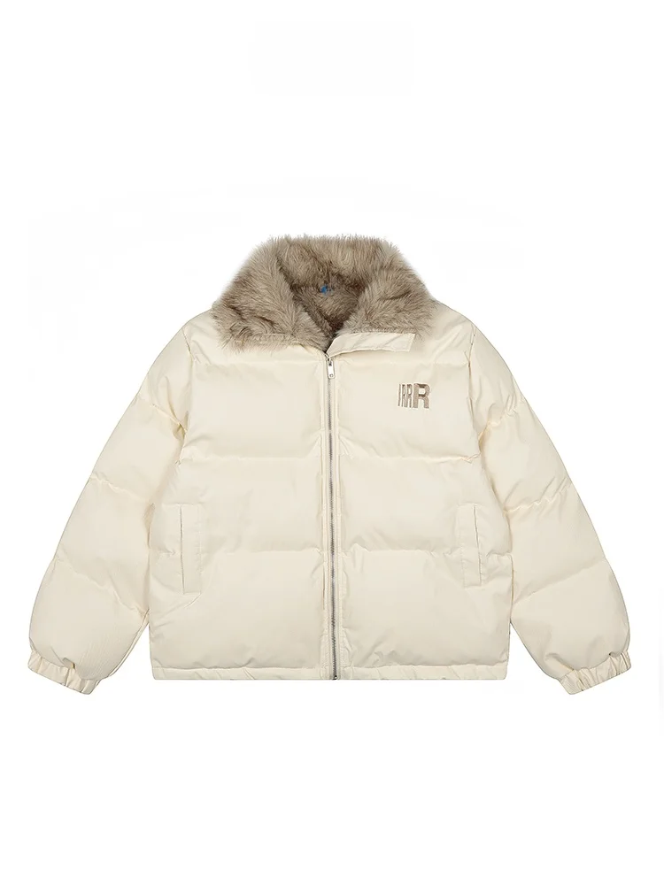 

Американская утепленная хлопковая куртка с воротником из искусственного меха для женщин, зимнее модное пальто свободного кроя с длинными рукавами на молнии