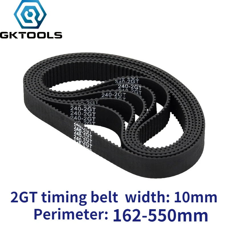 GKTOOLS 3D Printer GT2 Width 10mm Closed Loop Rubber 2GT Timing Belt Length 162 192 210 232 244 340 420 436 444 450 550 mm