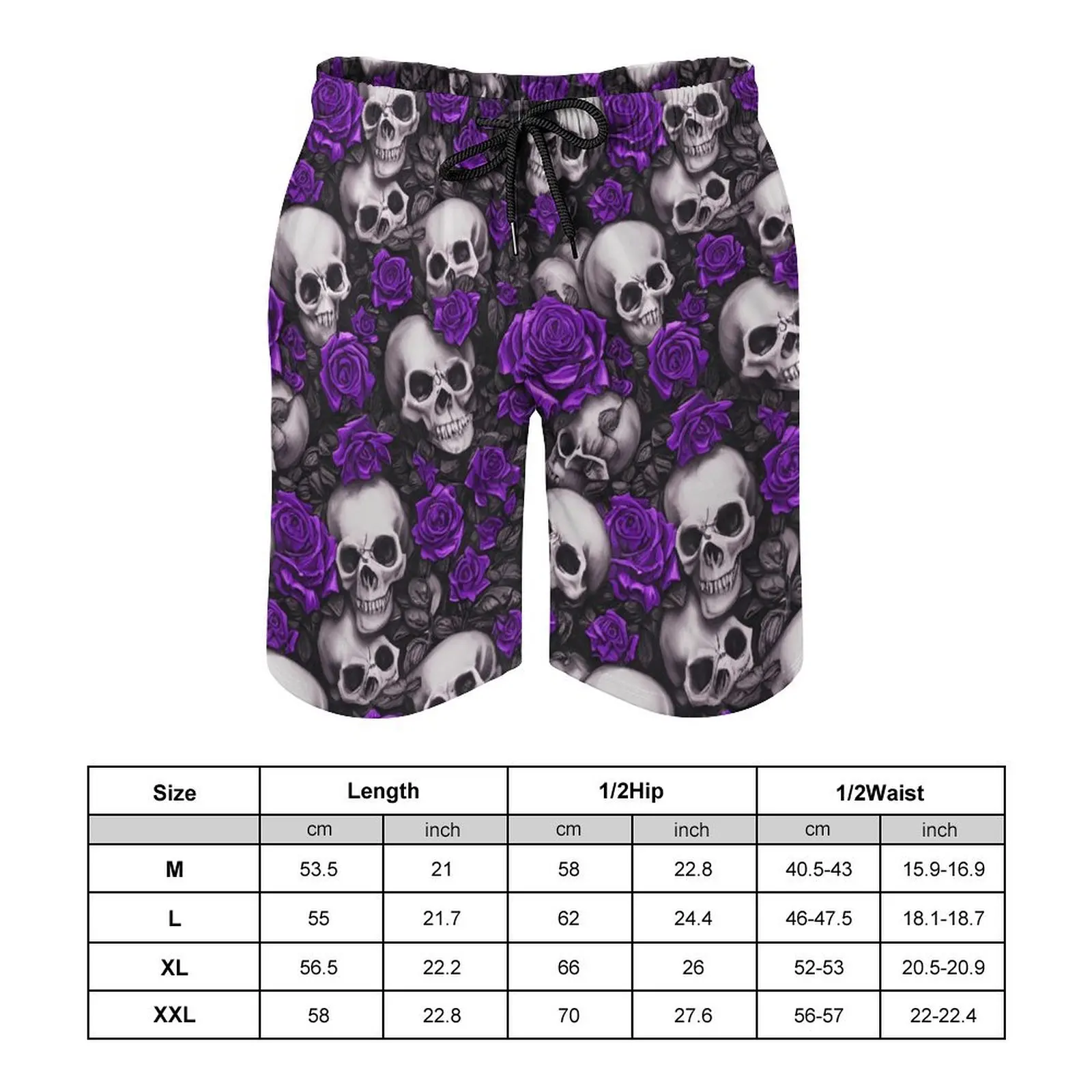 Summer Men's Fashion Loose Retro Style Skull Print Breathable Simple Casual Bright Eye Eye Can Be Worn Outside Beach Pants