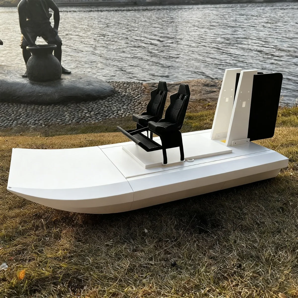 RC Ships 48cm Swamp Wind-powered Remote Control Boat with 6-inch Propeller 3D Printed RC Schiffe Model Kit Ship Toy