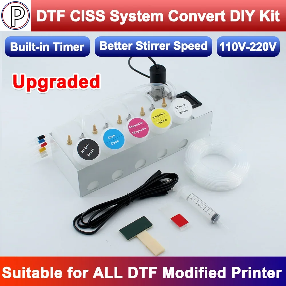 ET-8550 L18050 XP15000 250ML DTF CISS Ink System Convert DIY Kit White Ink Tank Shake with Built-in Timer For Epson L8050 18100
