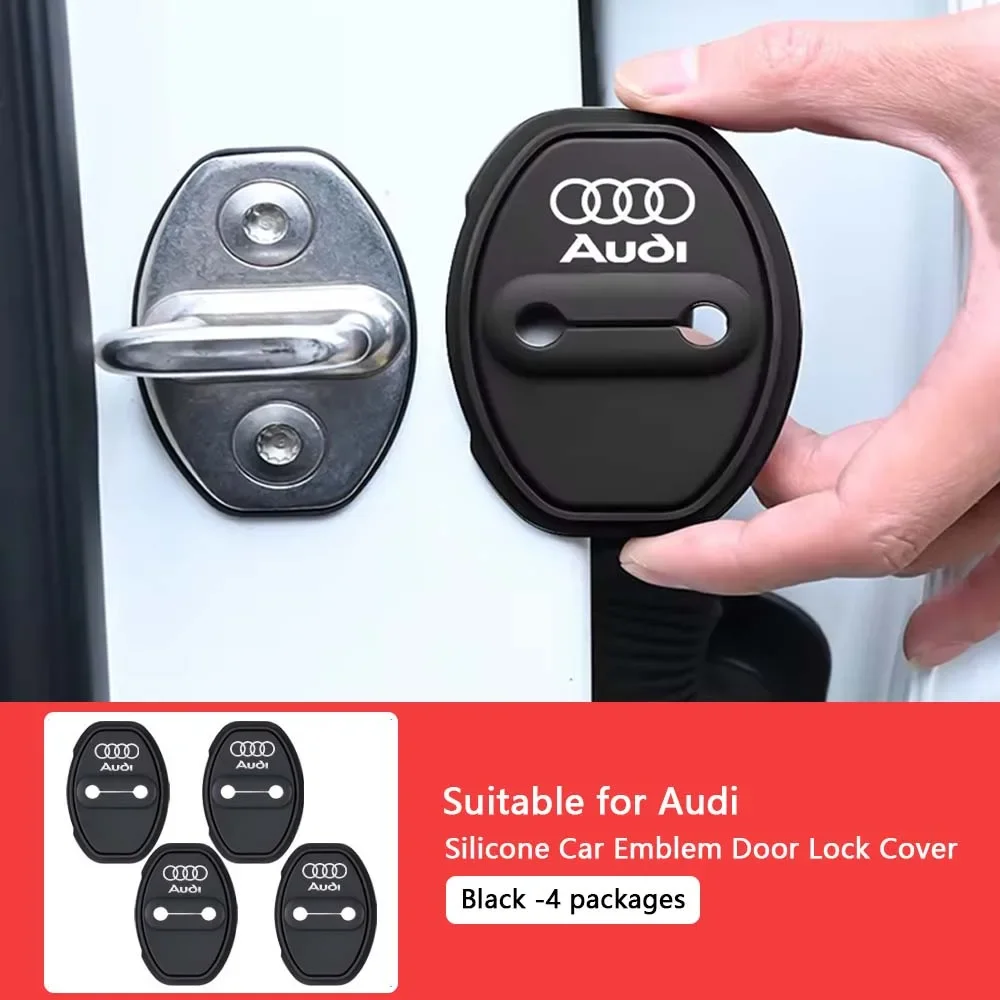 4Pcs/set Silicone Car Door Lock Cover Guard Badge Sticker For Audi Sline Emblem TT A3 8P A4 B8 A5 A6 C7 A7 A8 8V A4 B6 C5 C6 Q5