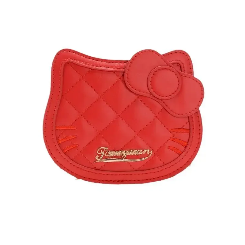 جديد مرحبا كيتي حقيبة كروسبودي طفلة حقيبة كتف التطريز القوس أنيمي الشكل Kawaii الكرتون حقيبة تخزين مستحضرات التجميل