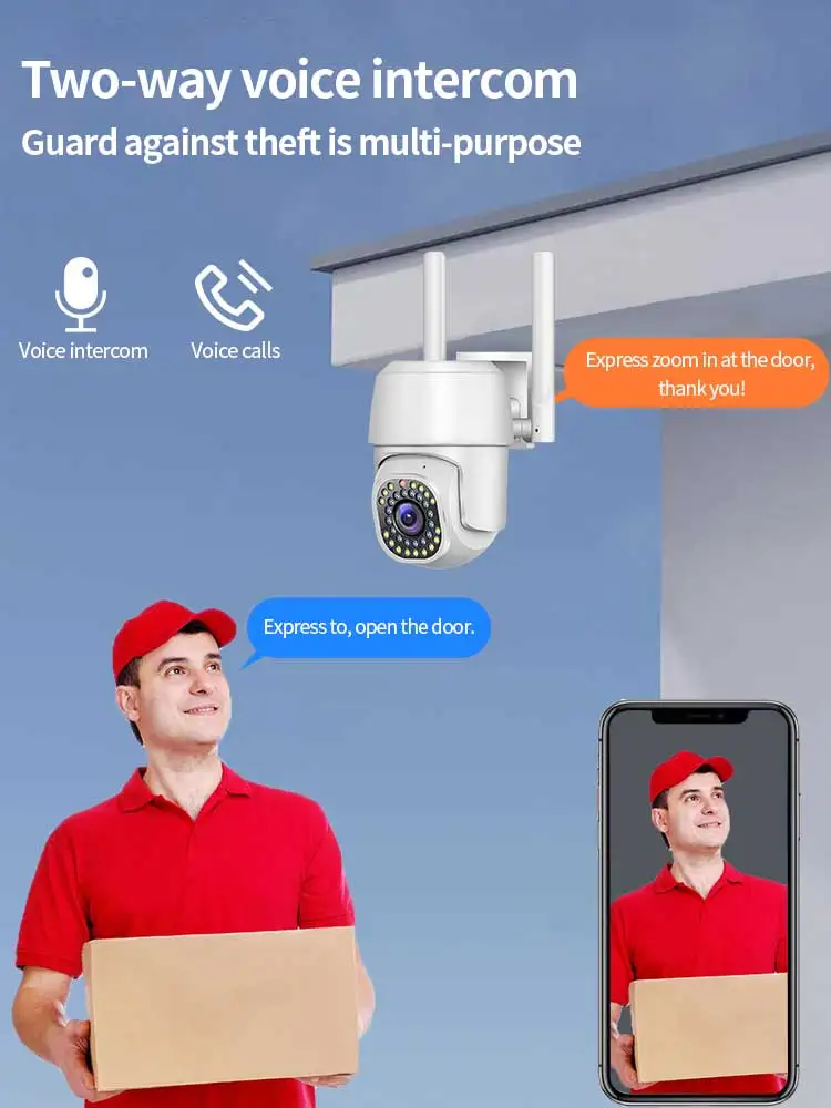 Ip Camera Wifi Smart Outdoor Monitor 1080P Cctv Beveiliging Ai Tracking Human 2mp Detectiecamera Audio Video Bewakingscamera