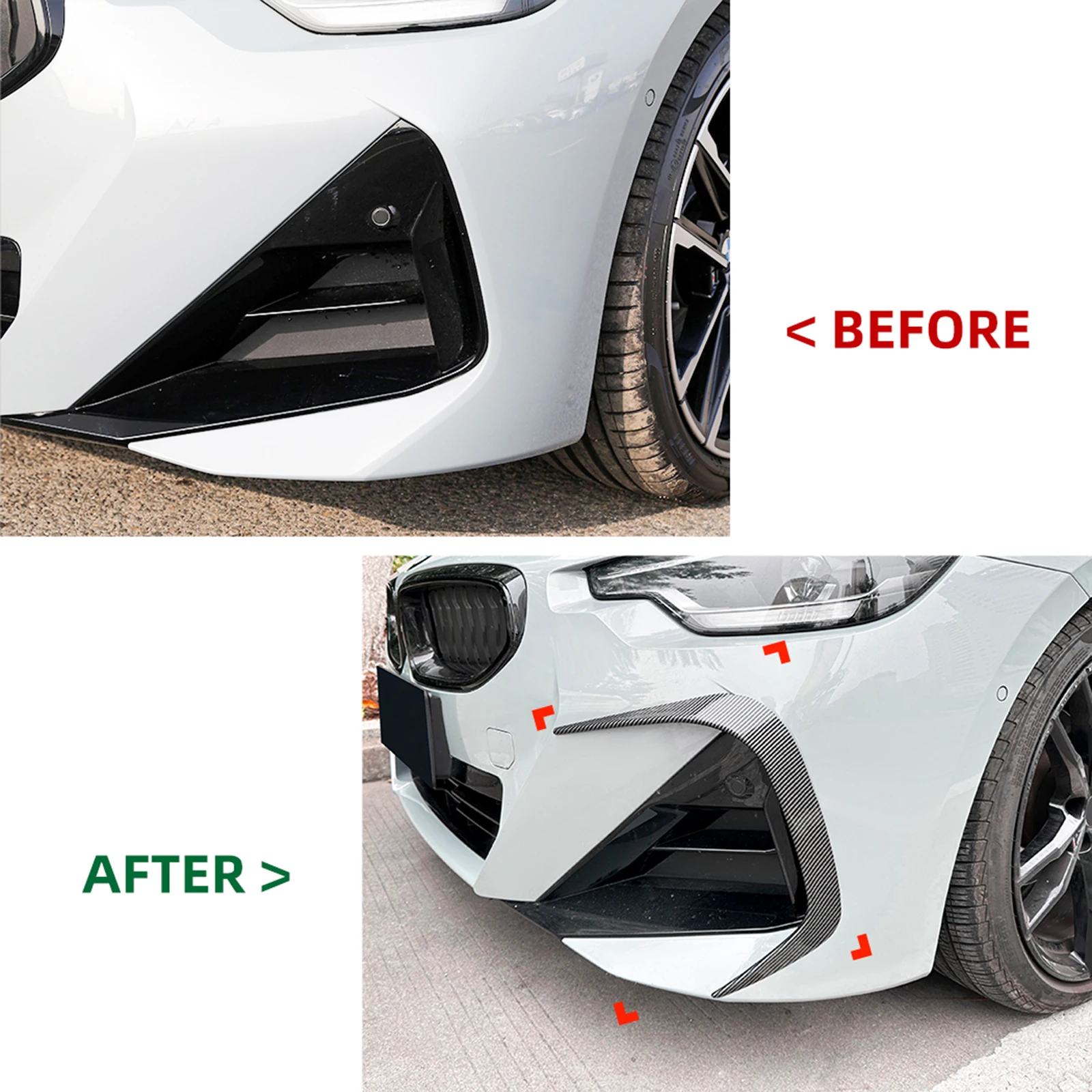Front Bumper Side Air Vent Intake Canard Cover Trim Spoiler For BMW 2 Series G42 Coupe 220i 230i M240i 2 Door M Sport 2022-2025