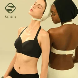 SUJIIN Halter Top Backless Sexy Bras for Women Push Up Seamless Wireless Padded Invisible Bra Women's Underwear Bralette MX112