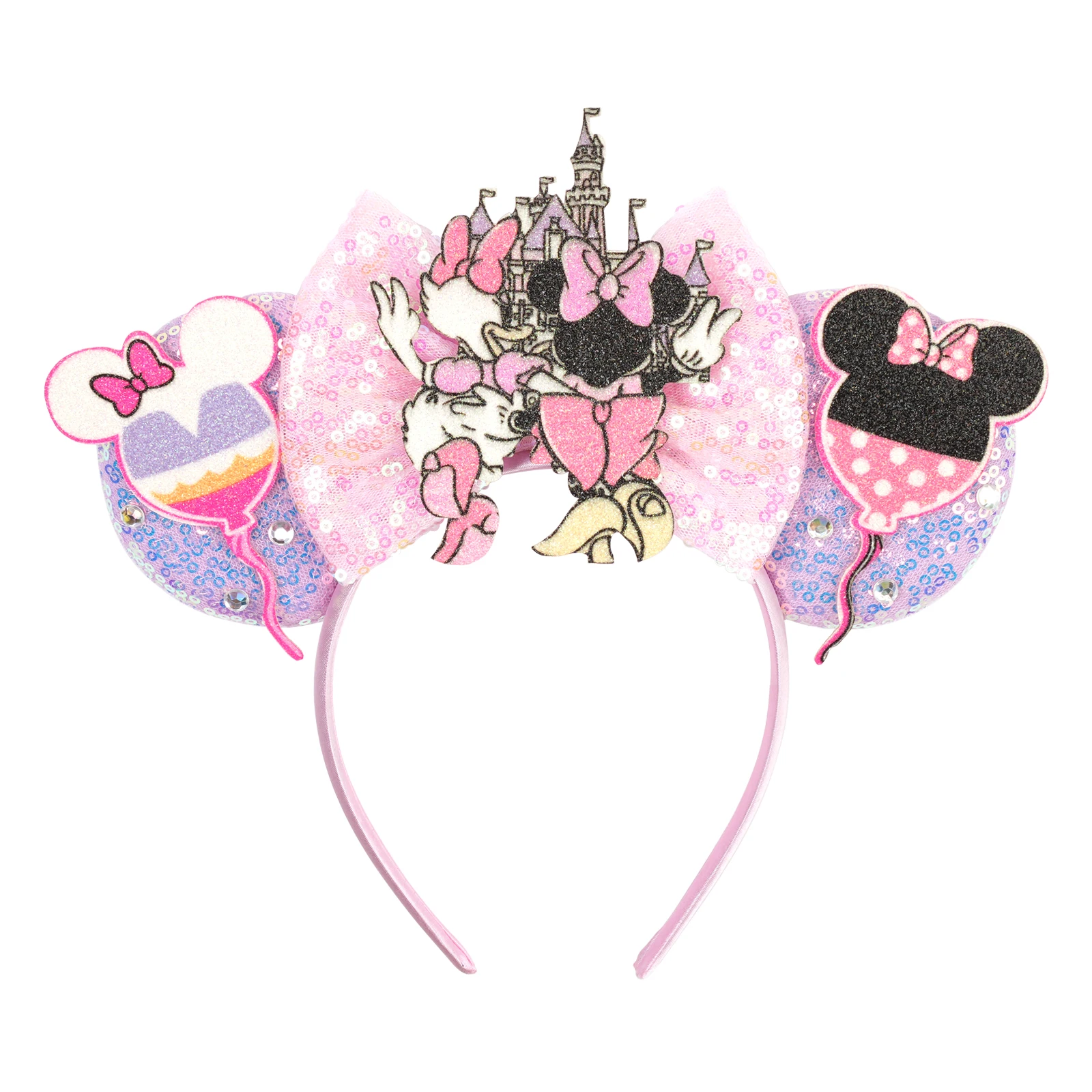 2026 Neuer Stil Mickey Minnie Ohren-Haarband mit Pailletten-Schleifen für Mädchen, Erwachsene und Kinder, Halloween-Party Cosplay Haaraccessoires, Prinzessinnen-Haarband