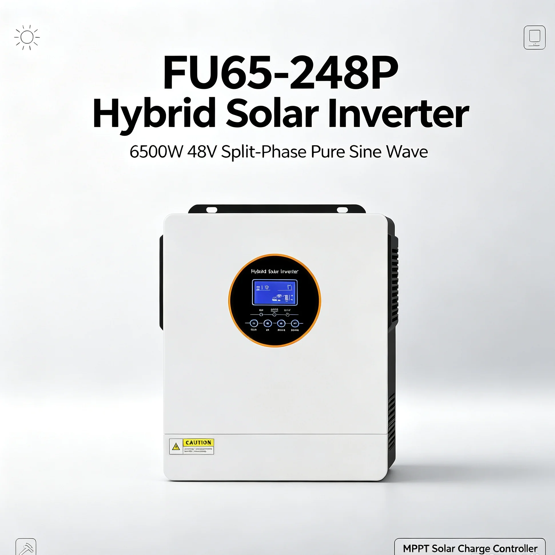 ECGSOLAX 6500W 48V Hybrid Solar Inverter Split‑Phase 120/240V Pure Sine Wave, 100A Single MPPT Charger WiFi Monitor for Home Off‑Grid Solar Storage System