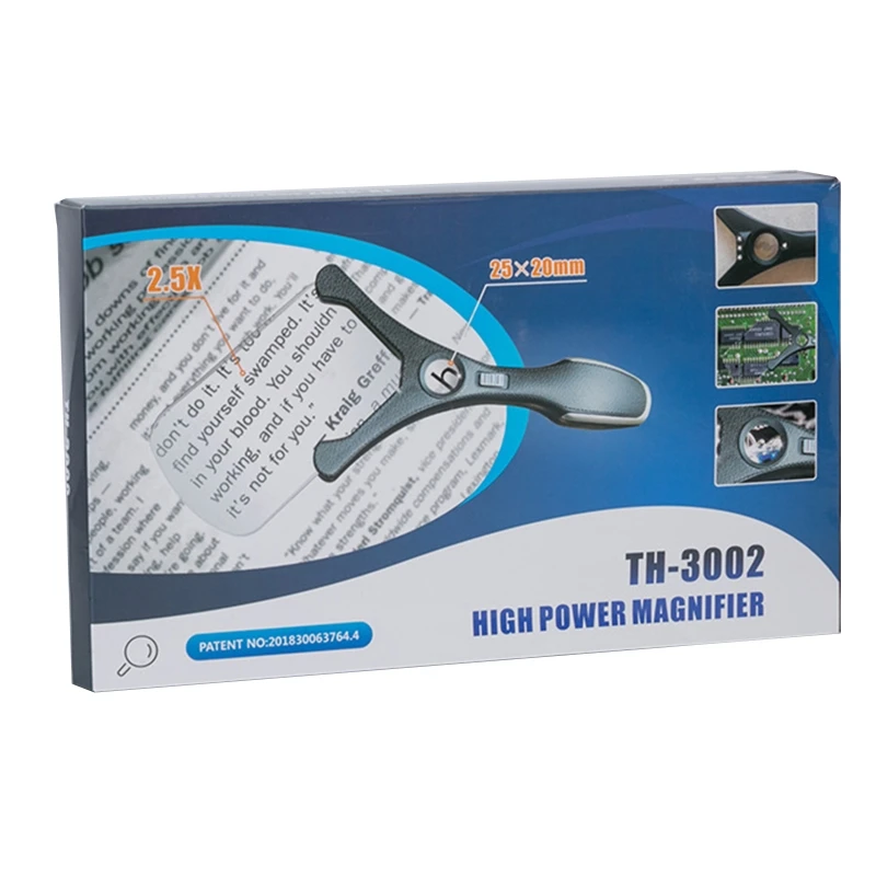 Glass with Light- LED Illuminated Magnifier- with 2.5X 25X High Magnification Lightweight Handhold