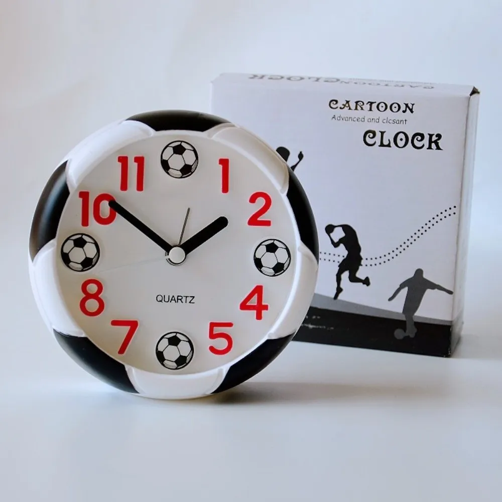 Creative Cute Football Alarm Clock A3PA Model Round Design Soccer Ball Alarm Clock Cartoon Table Clock for Boys and Girls