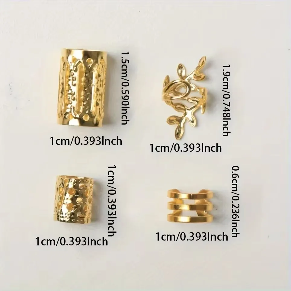 40 قطعة من إكسسوارات الشعر المجدولة المصنوعة من خليط معدني Dreadlock Hippie Style مجوهرات الشعر Loc لضفائر الشعر للفتيات والنساء