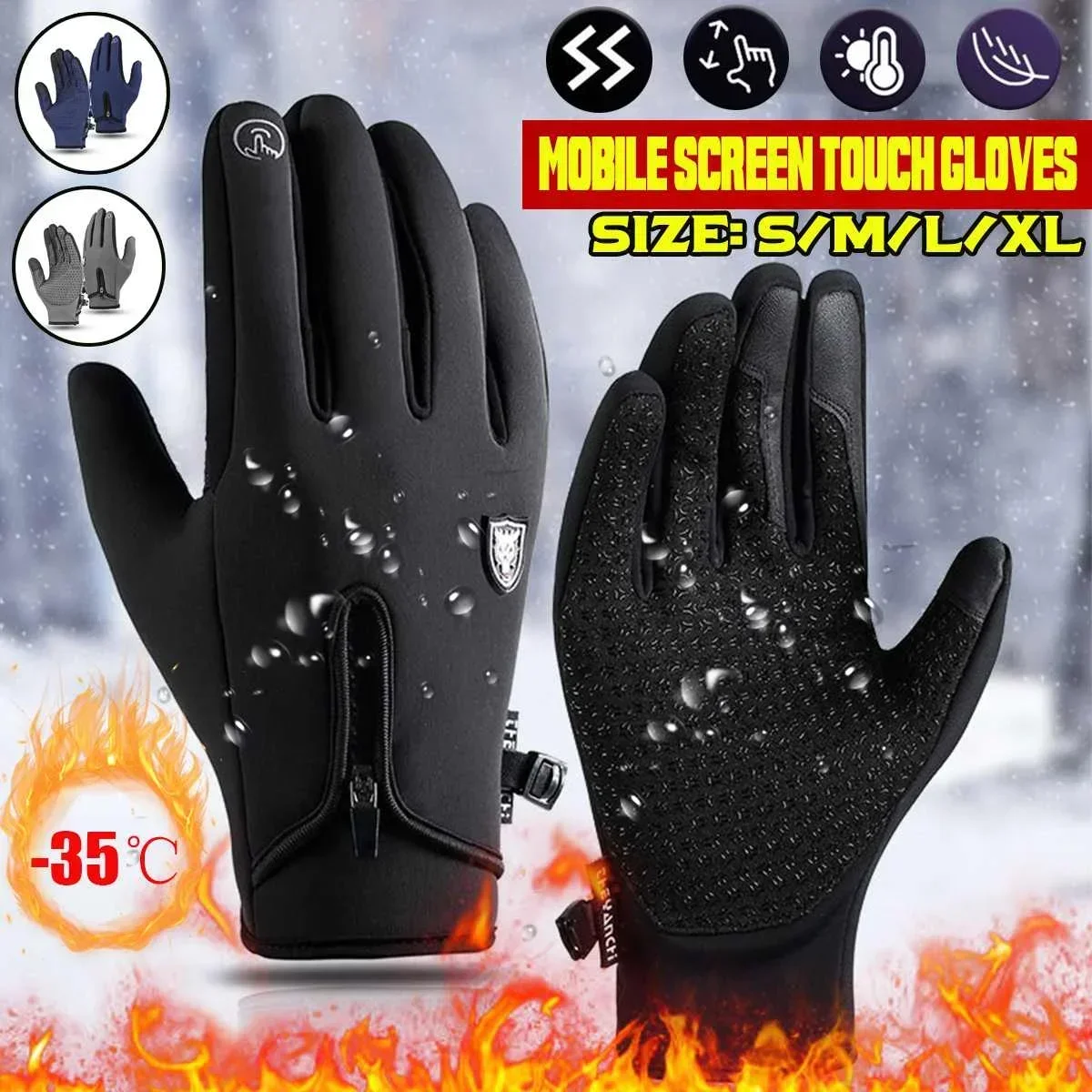 

Waterproof Winter Cycling Gloves Windproof Outdoor Sport Ski Gloves Bicycle Bike Scooter Riding Motorcycle Warm Gloves