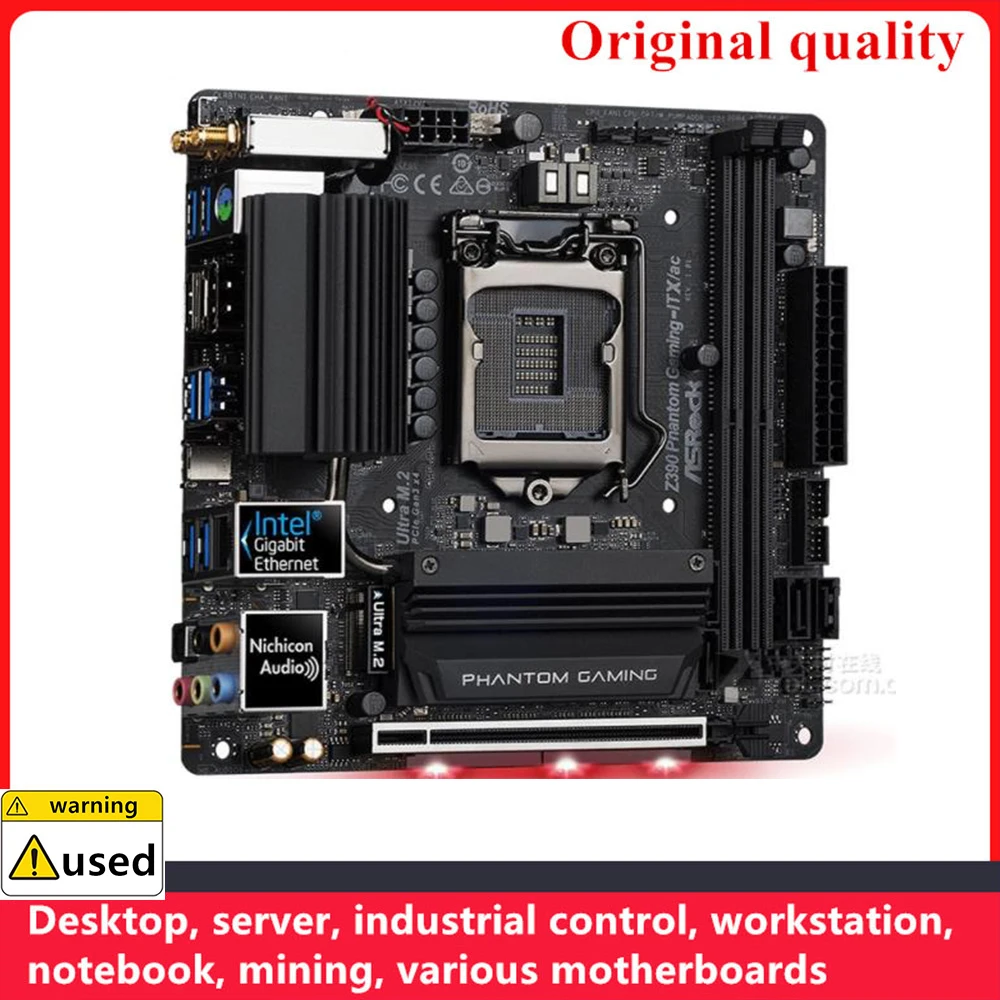 Imagem -03 - Mini Motherboards Usado para Desktop Mainboard Phantom Gaming Itx ac Lga 1151 Desktop Asrock-z390