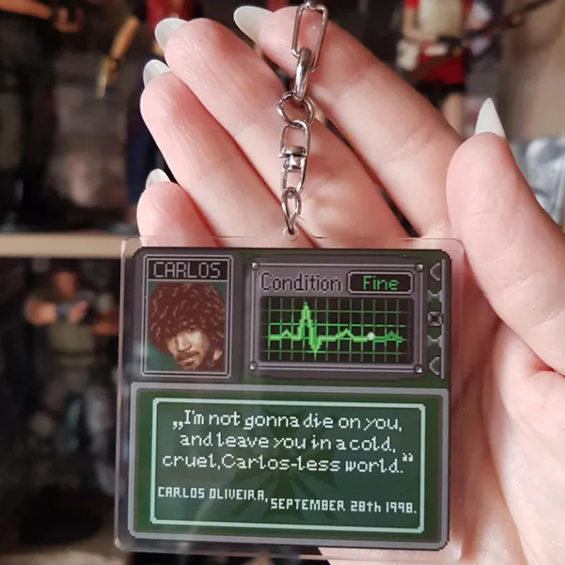 Llavero de Resident Evil, Llavero de Carlos, Llavero de Jill Valentine, Llavero de Pixel Art, Llavero Divertido, Acrílico, Gamer, Colgante para Bolso