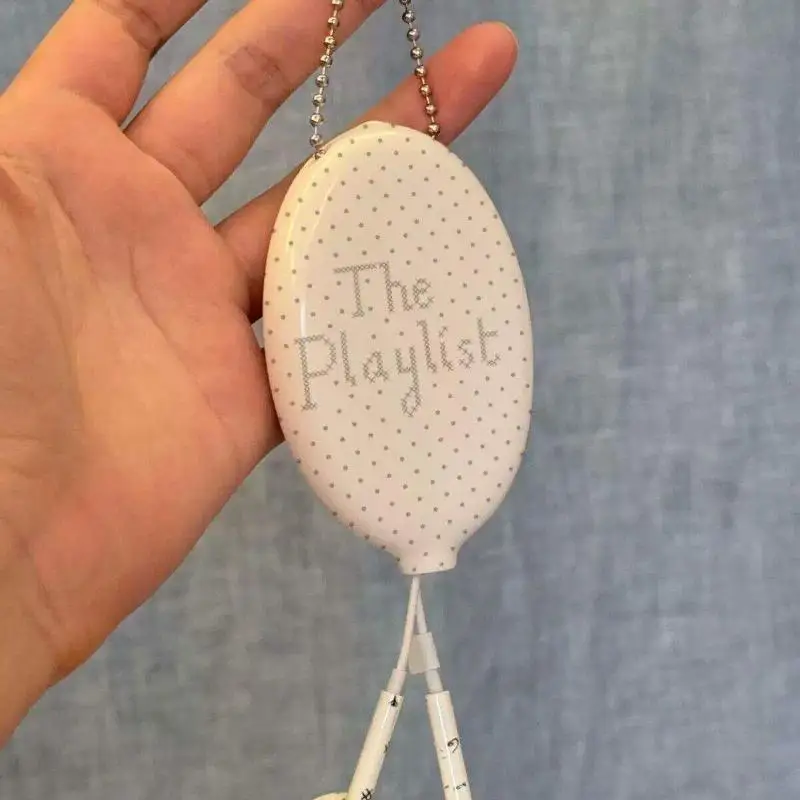 Cute Cartoon Oval Earphone Storage Bag Harajuku Transparent Pendant Keychain Perfect as Creative Small Present Gift