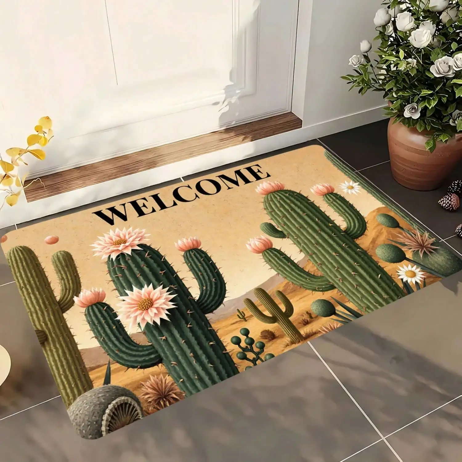 Cactus Cacti Desert Plant - Soft Thick Mat Suitable For /Outdoor Use, Low-Maintenance Modern Cactus, Machine-Washable Mat For Bedroom, Living Room, Entryway