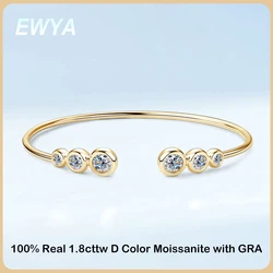 EWYA Luxury D Color 1.8cttw Full Moissanite Tennis Bracelet Bangle For Women Girl S925 Silver Pass Diamond Test Bubble Bracelets