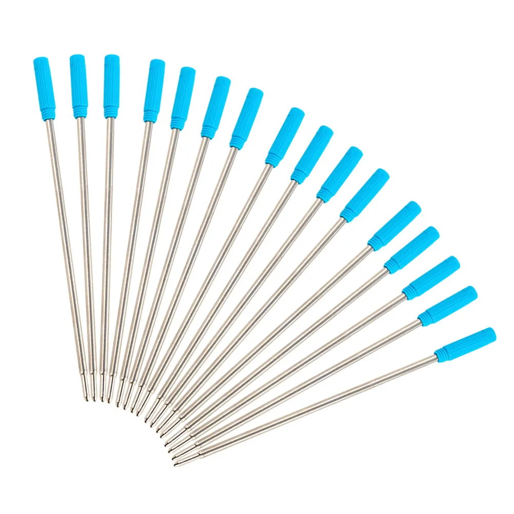 50Pcs Metal Ballpoint Pen Refills Blue Ink Quick Dry Smudge Proof Versatile Compatibility for Twist Pens Office Supplies