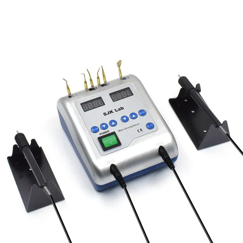 Dentals Lab Electric Waxer Carving Machine Digital Display Wax Carving Kit with 2pcs Carving Pen 6 Tips Dentals Lab Equipment