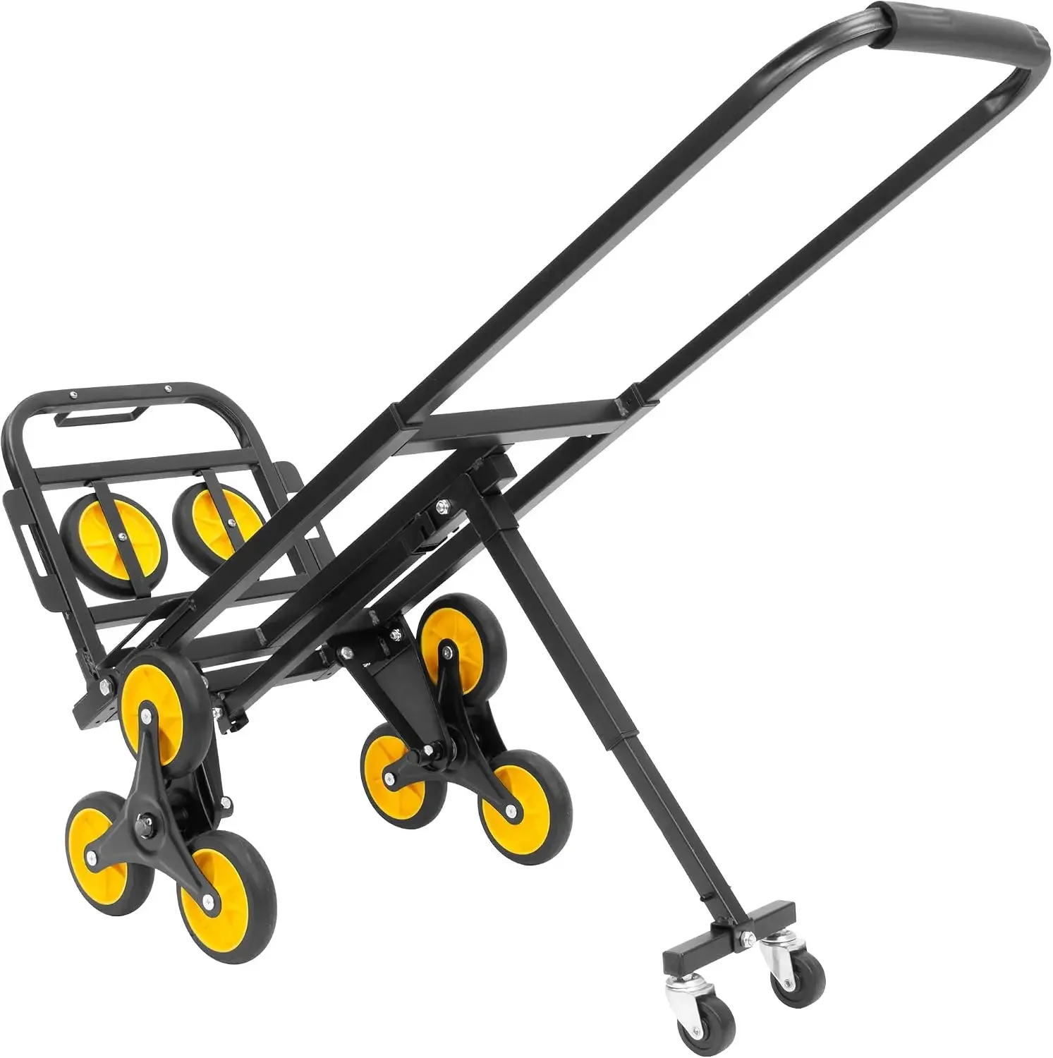 Folding Hand Truck and Dolly, Heavy-Duty Luggage Trolley Cart with Telescoping Handle and Rubber Wheels, Silver, Black, Yellow