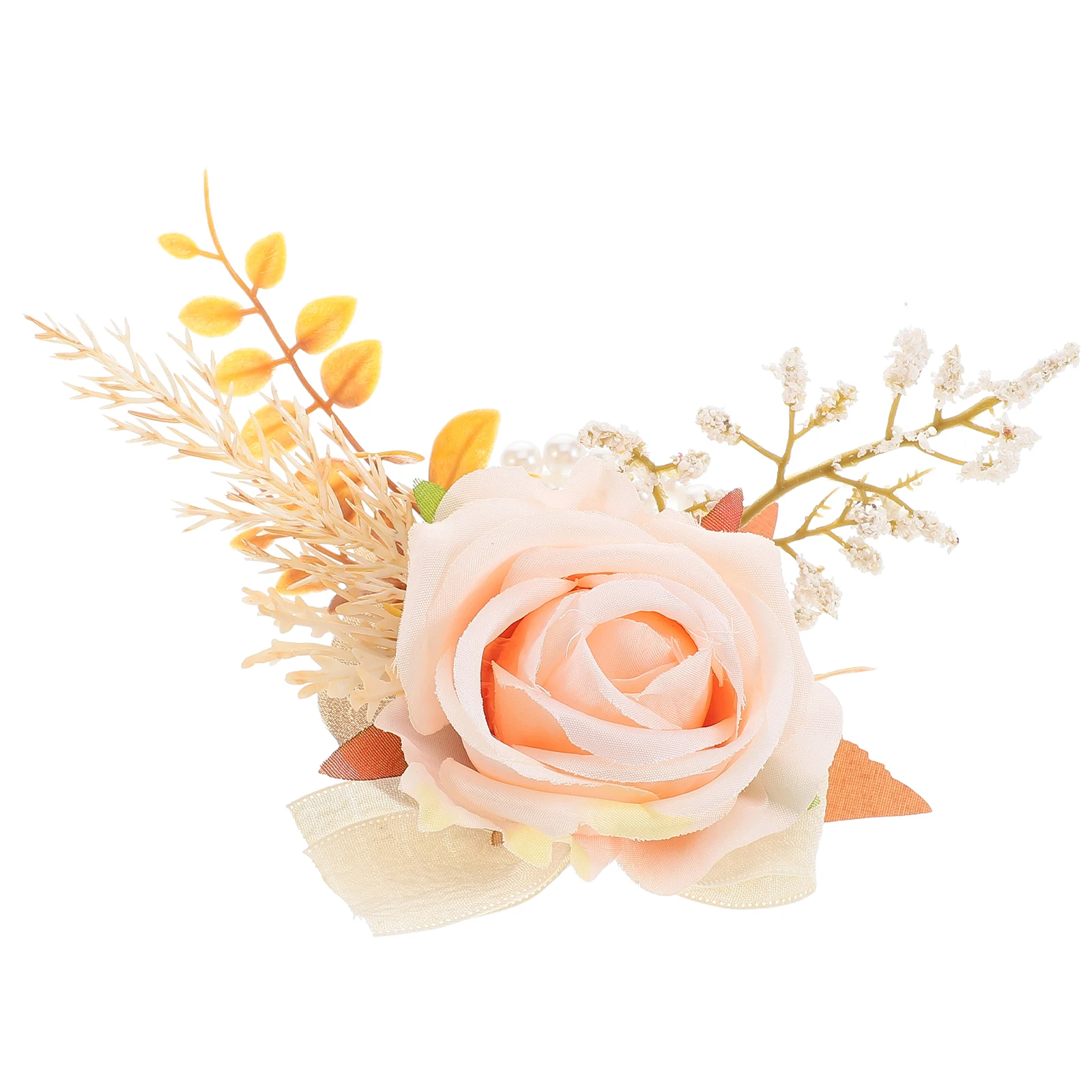 

Boho Bouquet Bridesmaid Wrist Flower Corsage Bands Wedding Boutonniere for Men Silk Bracelet