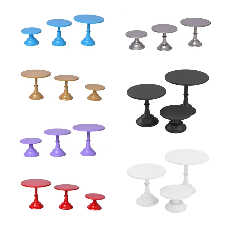 

Set of 3 Round Cake Stand Set Cake Displaying Stand Dessert Tray Wedding Cakes Stand Metal Material for Weddings Party