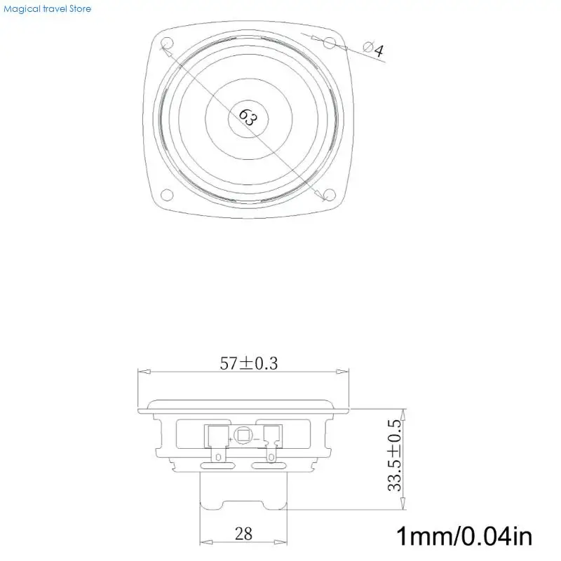 N2UB 15W 4Ohm Subwoofer 57mm Long Throw Design Enhances Bass Response Aluminum Coil