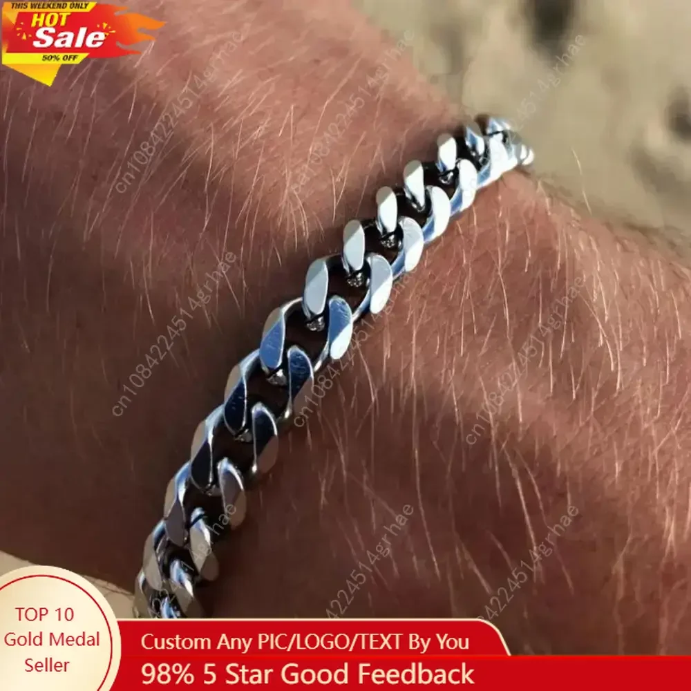 

Wannee New Trendy Cuban Chain Men Bracelet Classic Stainless Steel 3 5 7mm Width Chain Bracelet For Men Women Jewelry Party Gift
