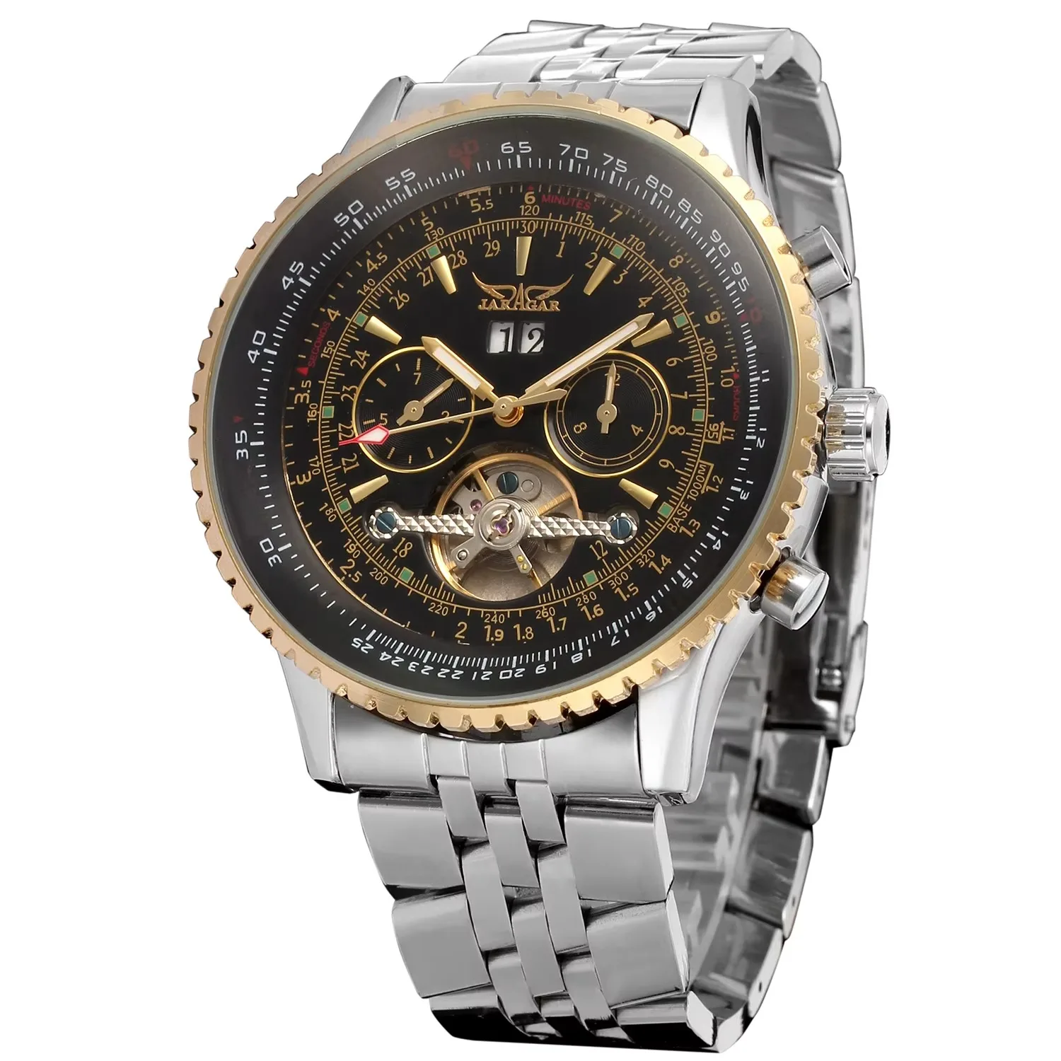 Jaragar 50 mm automatische mechanische Uhr für Herren, multifunktional, Datums-Monats- und Wochenanzeige, 3ATM wasserdicht, Business-Casual-Stil 3