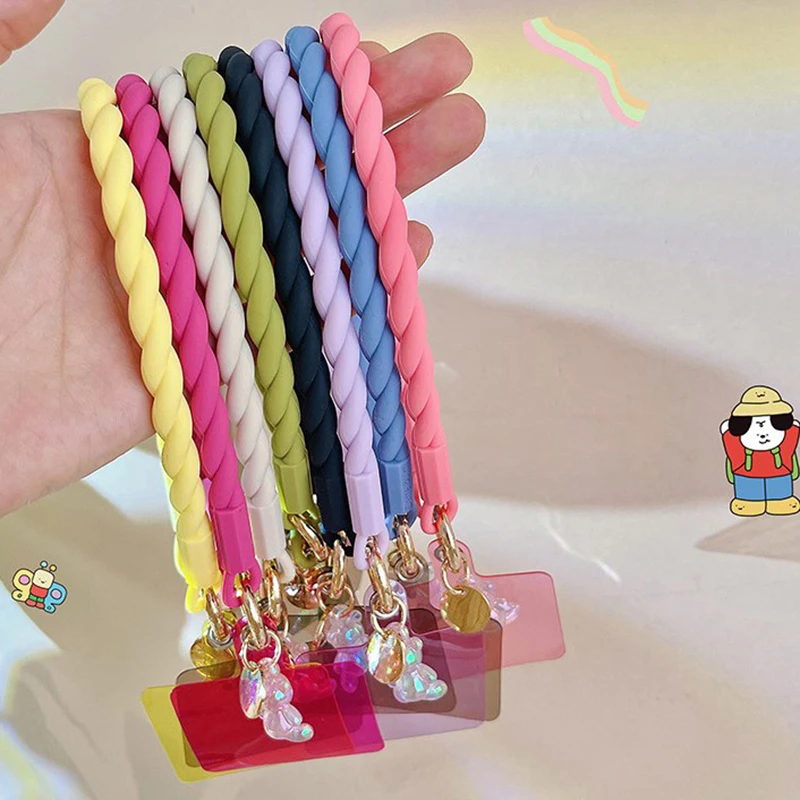 Cute Luminous Bear Phone Straps Lanyard Cute Sport Lanyards Fashion Long Mobile Phone Rope Pendant For Phone Silicone Strap