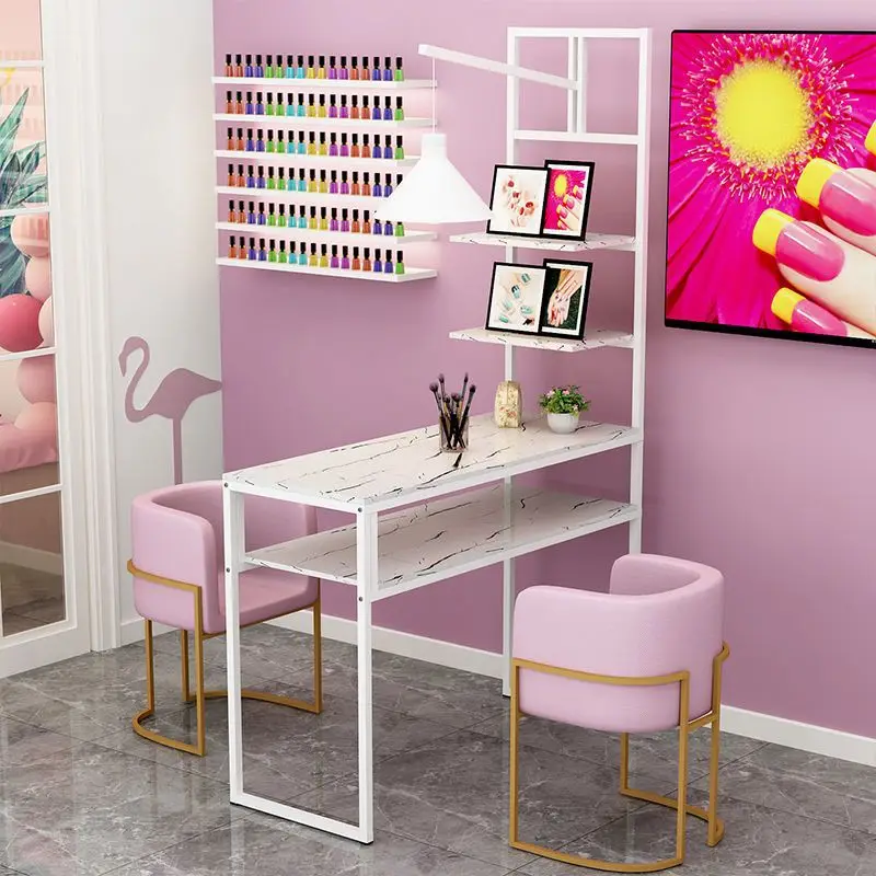 Designer Moderne Manicure Tafel Roze Technicus Professionals Nagel Tafel Stofafscheider Schminktisch Salon Accessoires Mq50nt