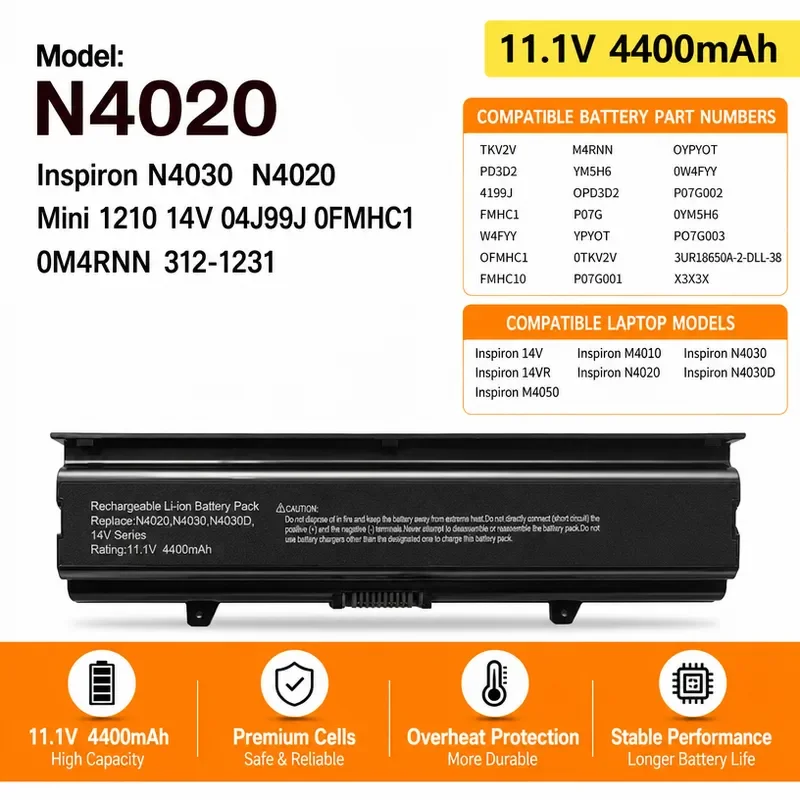For Dell Inspiron14V N4030 M4010 M4050 TKV2V N4020 Battery