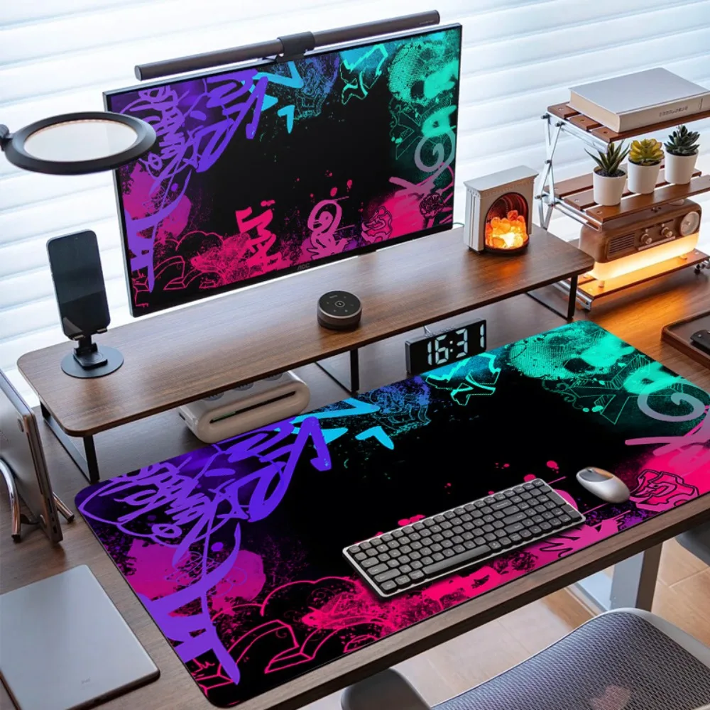 Employing neon graffiti art design, alfombrillas para escritorio tapis de souris коврик для мышки teclado mecânico