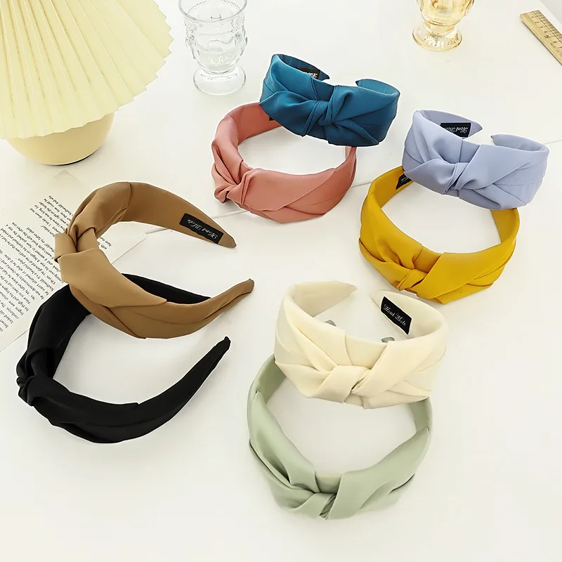 New Knotted Headbands for Women Headdress Girls Vintage Hair Bands Solid Color Wide Hairband Fashion Hair Hoop Hair Accessories