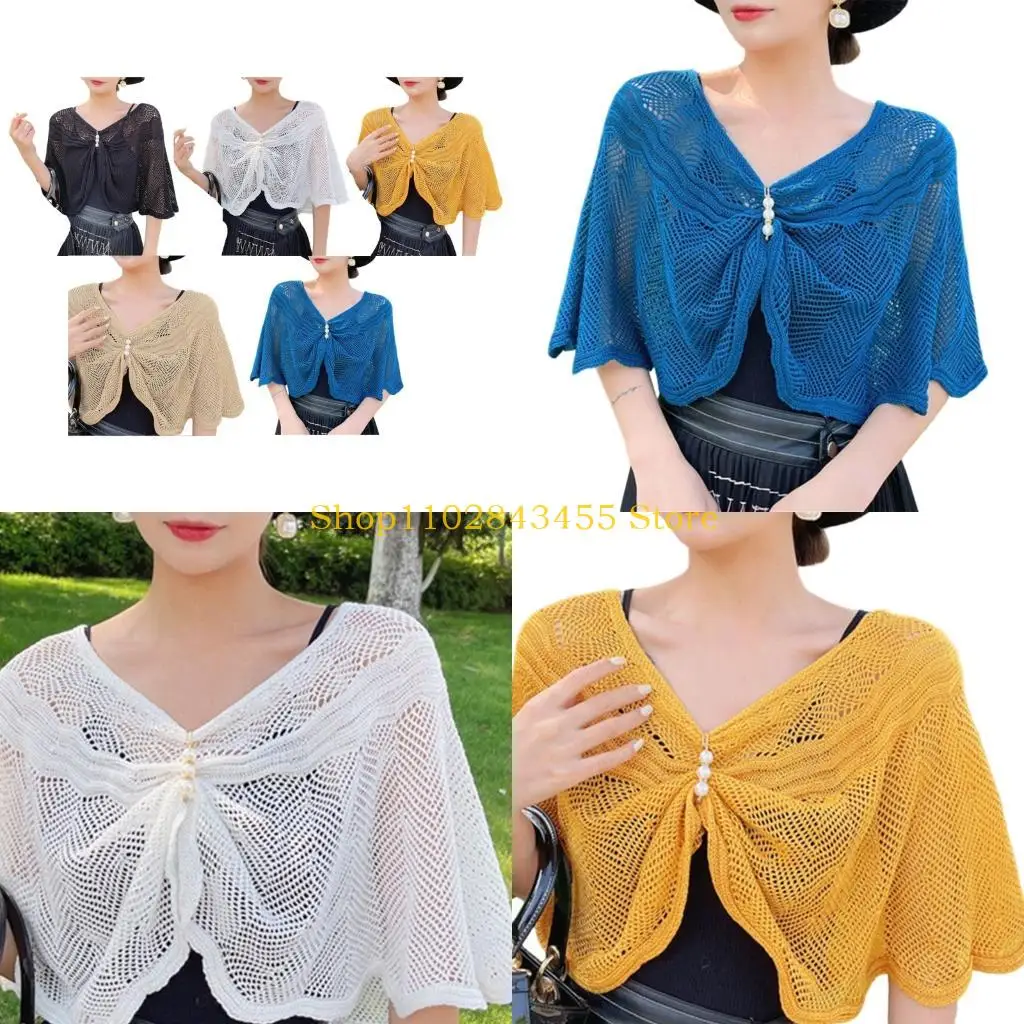 49MC Elegant Knitted Shawl Detachable Collar Design Quick Wear Shoulder Wrap Covering For Various Outfit Styles Accessory