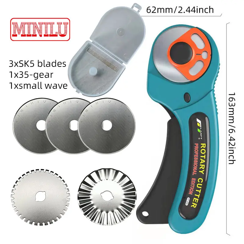 FT145 Roterende snijder R45mm Patchwork Roller Gemakkelijk scheuren Snijgereedschap voor stoffen leer Papieren ticket Zacht vel
